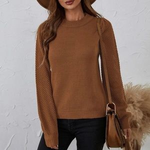 SHEIN Solid Pointelle Knit Sweater